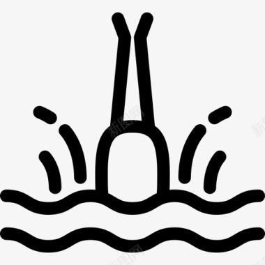 水中潜水员运动器械直线型图标图标