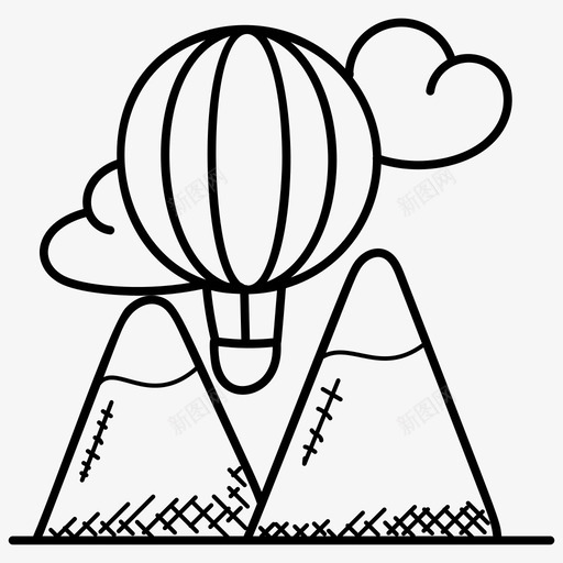 冒险山丘热气球图标svg_新图网 https://ixintu.com 冒险 山丘 教育涂鸦图标 热气球 降落伞气球 高山