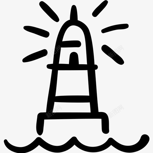 灯塔指引海洋图标svg_新图网 https://ixintu.com 指引 旅游涂鸦轮廓 海洋 灯塔