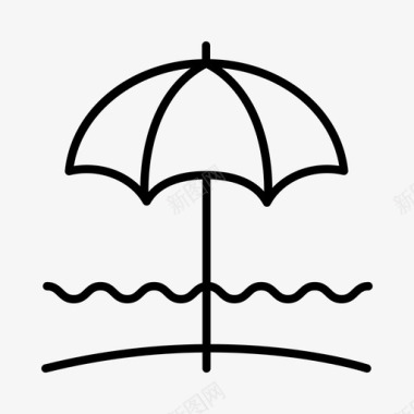 沙滩伞海边夏天图标图标