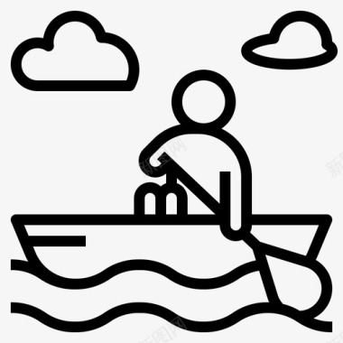 划独木舟划船航海图标图标