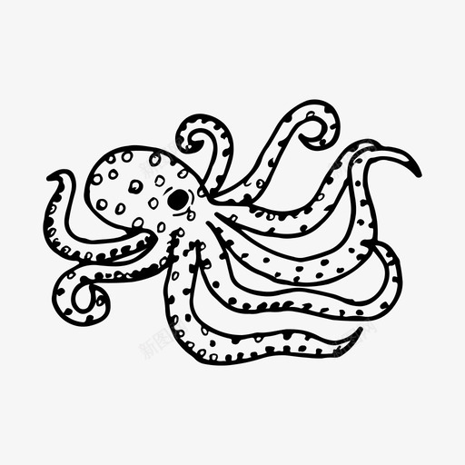 章鱼动物自然图标svg_新图网 https://ixintu.com 动物 手绘 海洋 章鱼 自然