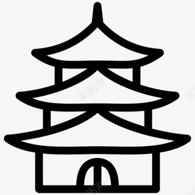 寺庙建筑亚洲图标图标