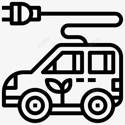 环保车汽车插头图标svg_新图网 https://ixintu.com 插头 汽车 环保车 生态 运输