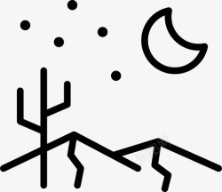 夜晚仙人掌沙漠仙人掌风景图标高清图片