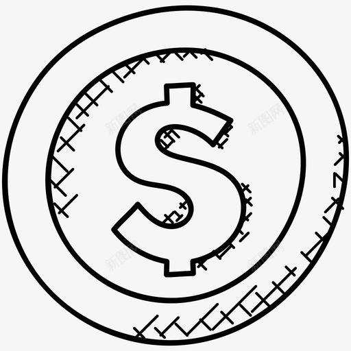 美元硬币现金货币硬币图标svg_新图网 https://ixintu.com 办公室涂鸦图标 现金 美元硬币 财富 货币硬币 钱