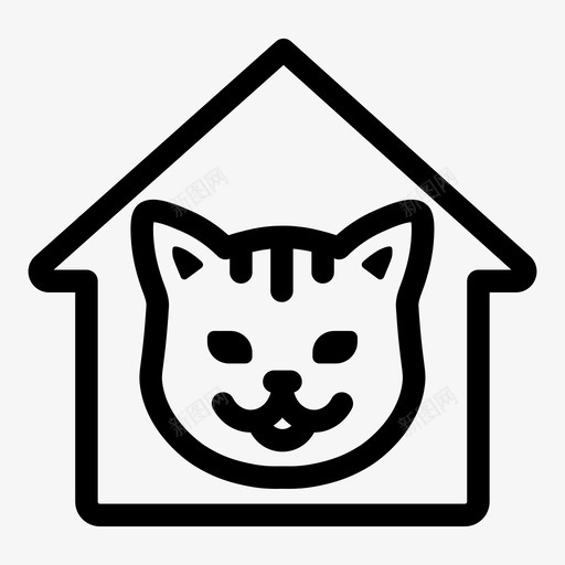 动物收容所猫家图标svg_新图网 https://ixintu.com 动物收容所 宠物 家 拉卡猫 猫