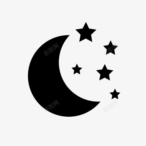 月亮和星星夜晚天空图标svg_新图网 https://ixintu.com 夜晚 天空 季节 月亮和星星