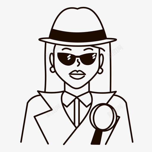 侦探探员联邦调查局图标svg_新图网 https://ixintu.com 侦探 女人 探员 放大镜 联邦调查局