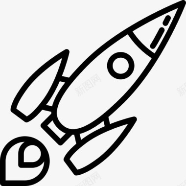 火箭飞行太空直线图标图标
