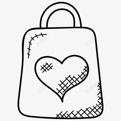 购物袋爱心礼物手提袋图标svg_新图网 https://ixintu.com 情人节购物 手提袋 爱心礼物 购物涂鸦图标 购物袋