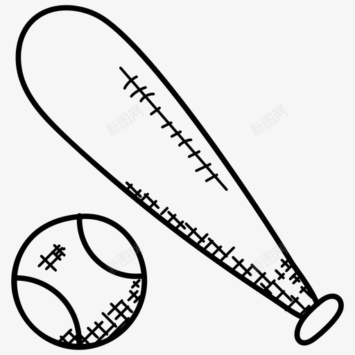 棒球球棒和球体育涂鸦图标svg_新图网 https://ixintu.com 体育涂鸦图标 棒球 球棒和球