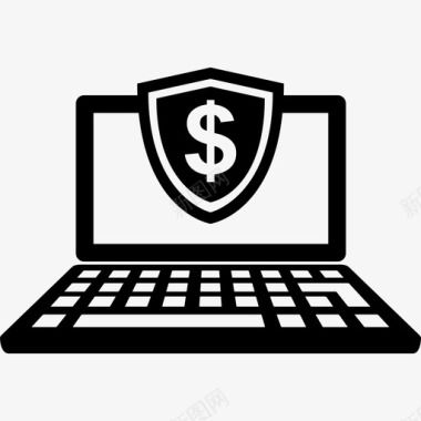 美元安全笔记本电脑在线支付图标图标