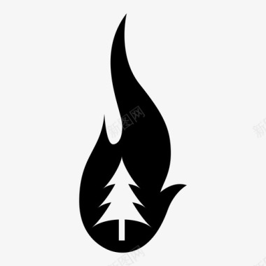 森林火灾营火露营图标图标
