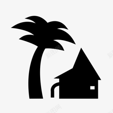 度假屋椰子郊游图标图标