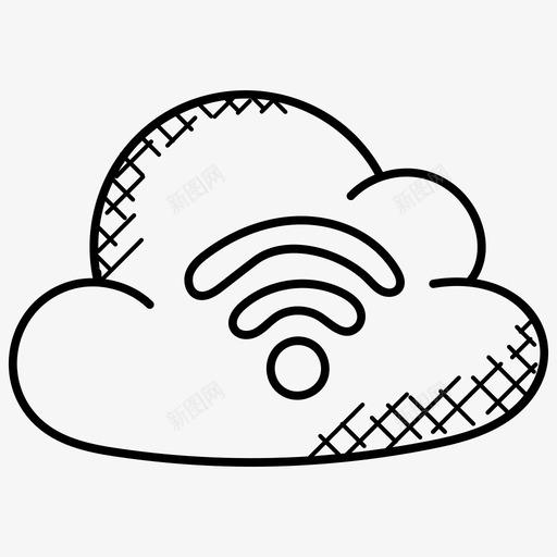 wifi云云计算云网络图标svg_新图网 https://ixintu.com icloud wifi云 云网络 云计算 互联网涂鸦图标 无线云