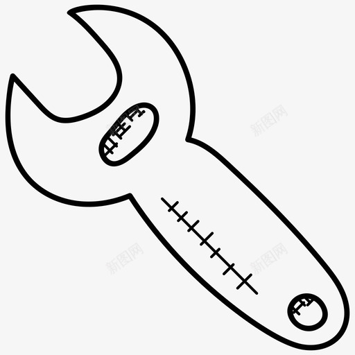 扳手维护螺母固定器图标svg_新图网 https://ixintu.com 安全涂鸦图标 扳手 维护 螺母固定器