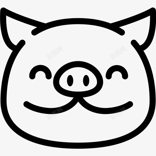 微笑表情情绪图标svg_新图网 https://ixintu.com 微笑 情绪 感觉 猪 猪表情线 表情