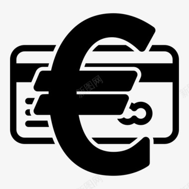 信用卡购买欧元图标图标