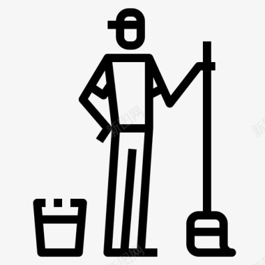 清洁剂桶清洁工图标图标