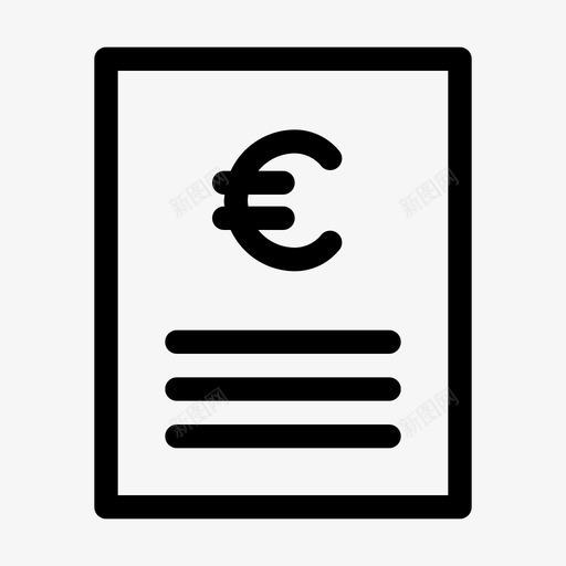 帐单欧元发票图标svg_新图网 https://ixintu.com 发票 帐单 收据 欧元 税金 银行行