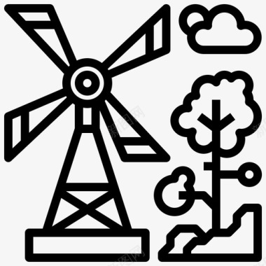 风力发电建筑生态图标图标