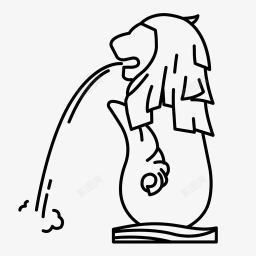 鱼尾狮圣淘沙新加坡图标svg_新图网 https://ixintu.com 圣淘沙 手绘插画 新加坡 游客 雕像 鱼尾狮