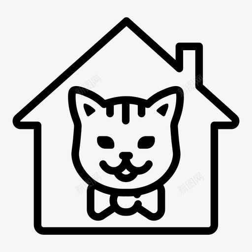 动物收容所猫家图标svg_新图网 https://ixintu.com 动物收容所 宠物 家 拉卡猫 猫