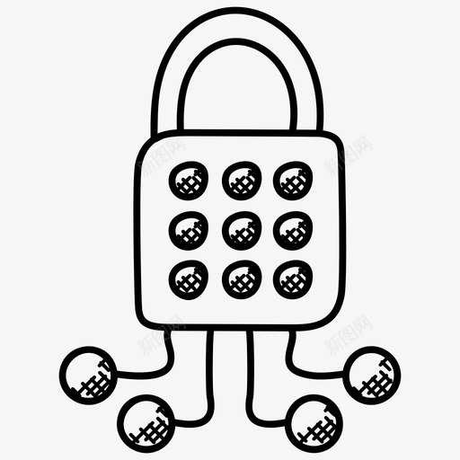 网络安全密码锁键盘图标svg_新图网 https://ixintu.com 安全涂鸦图标 密码保护 密码锁 数字键盘 网络安全 键盘
