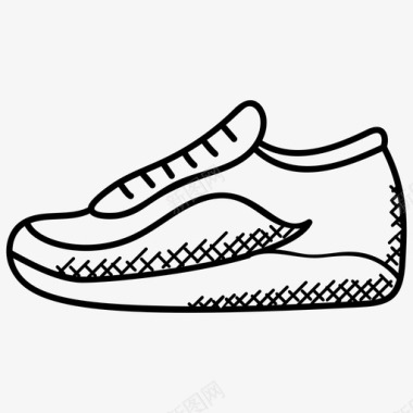 运动鞋慢跑鞋运动涂鸦图标图标