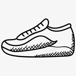 慢跑鞋运动鞋慢跑鞋运动涂鸦图标高清图片