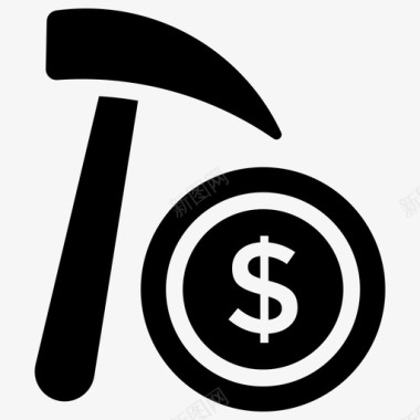 美元开采美元收入比特币和加密货币实心图标图标