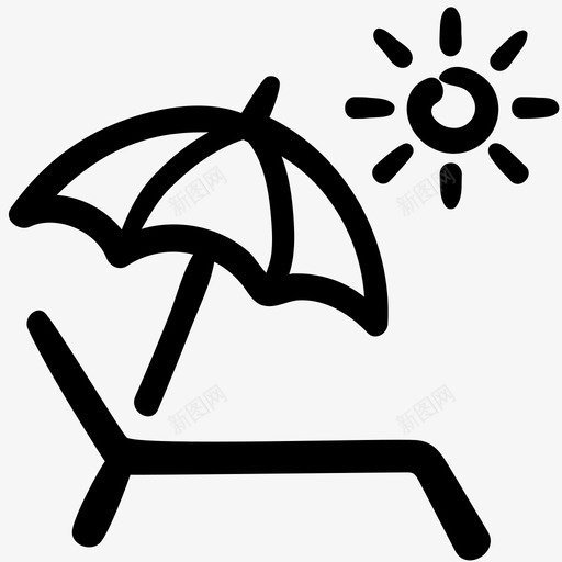 沙滩椅沙滩伞旅游图标svg_新图网 https://ixintu.com 旅游 旅游涂鸦轮廓 沙滩伞 沙滩椅
