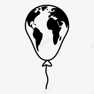 地球气球充气膨胀图标图标