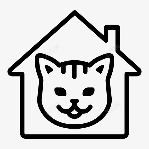 动物收容所猫家图标svg_新图网 https://ixintu.com 动物收容所 宠物 家 拉卡猫 猫