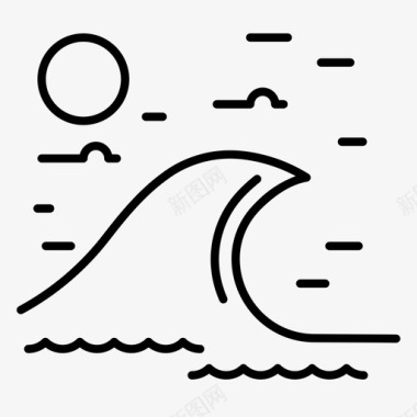 波浪海滩海洋图标图标