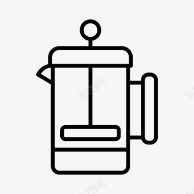 咖啡柱塞器具咖啡馆图标图标