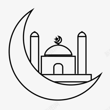 清真寺禁食穆斯林图标图标