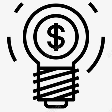 灯泡商业理念美元图标图标