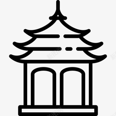 佛教亭城市线性图标图标