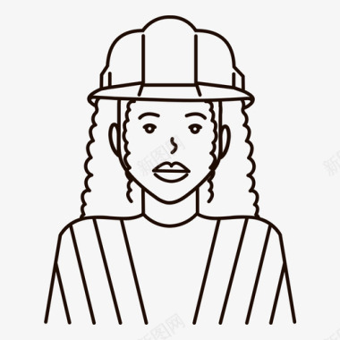 建筑工人工程师妇女图标图标