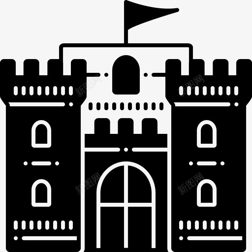 城堡旗帜大厦图标svg_新图网 https://ixintu.com 城堡 大厦 据点 旗帜