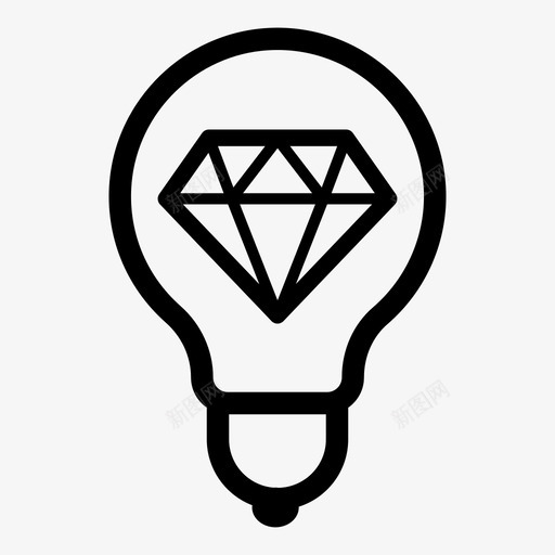 卓越的创意商业钻石图标svg_新图网 https://ixintu.com 创新 卓越的创意 商业 商业团队 灯泡 钻石