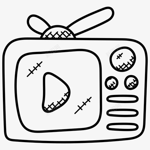 电视广播设备娱乐技术图标svg_新图网 https://ixintu.com 复古电视 娱乐技术 媒体发射机 广播设备 电视 科幻涂鸦图标