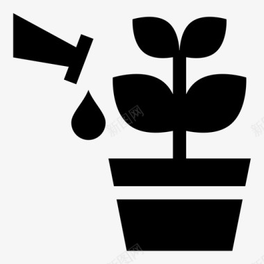 自动灌溉植物水图标图标