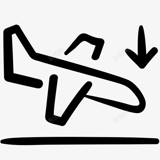飞机到达旅行图标svg_新图网 https://ixintu.com 到达 旅行 旅行涂鸦轮廓 飞机