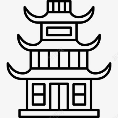 中国寺庙古迹旅游图标图标