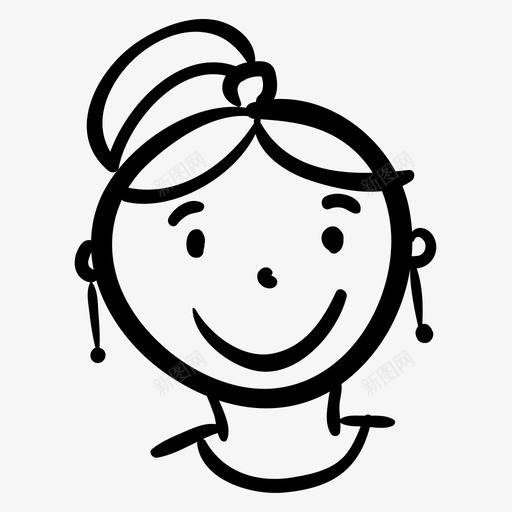 女孩脸手绘图标svg_新图网 https://ixintu.com 女士 女孩 快乐 手绘 母亲 脸