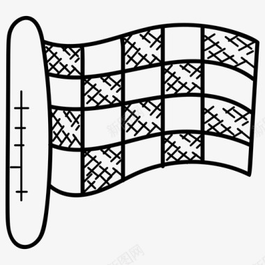 赛车带旗帜导航赛车旗图标图标