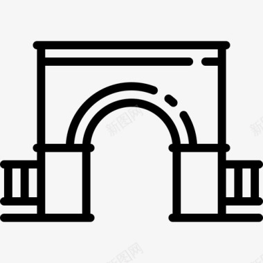 古典拱门城市线性图标图标